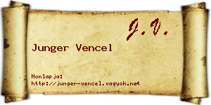 Junger Vencel névjegykártya